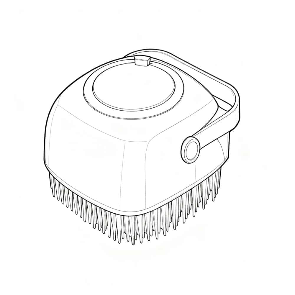 Technical drawing of a foldable silicone water bottle showing size dimensions, capacity, and rolled design.