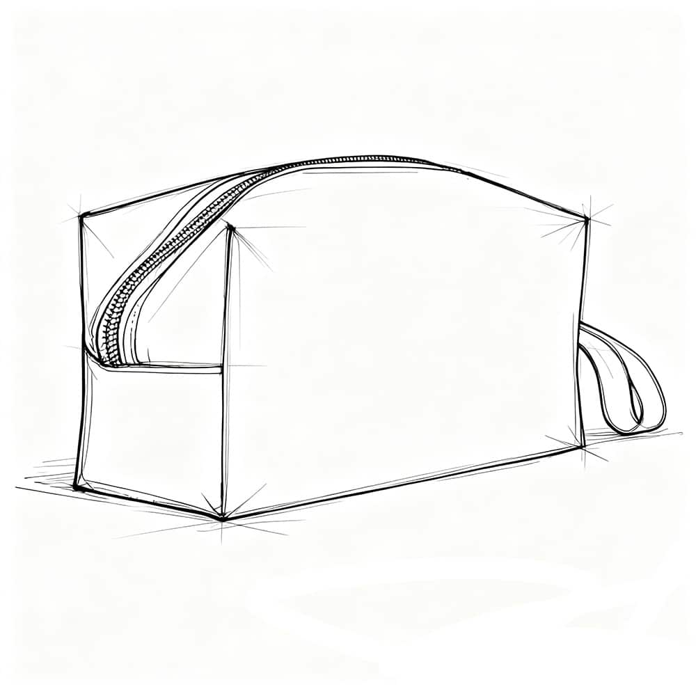 Technical drawing of a foldable silicone water bottle showing size dimensions, capacity, and rolled design.