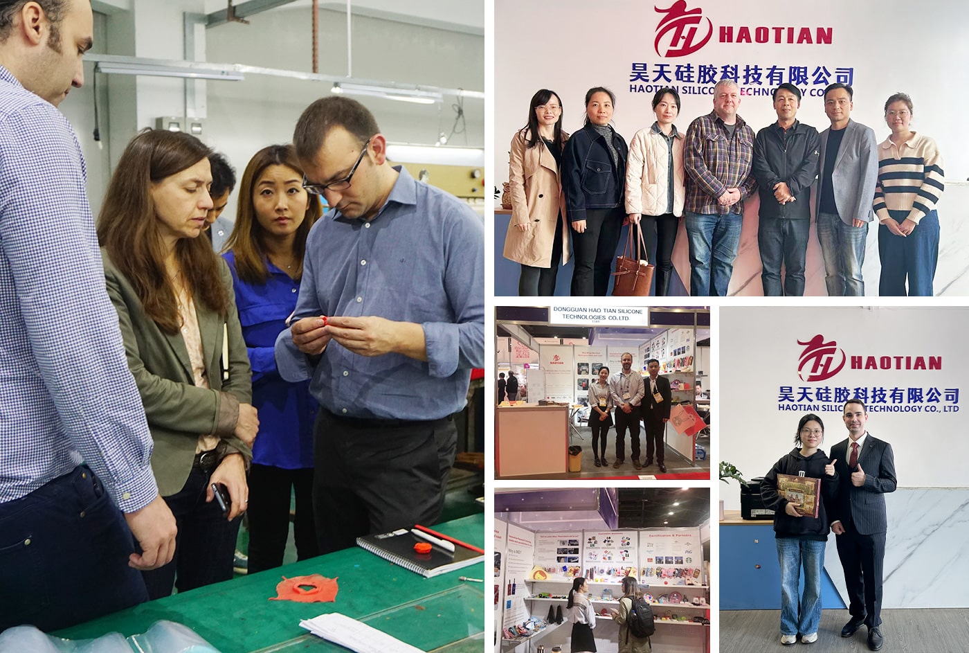 haotian silicone customer visits, OEM silicone product clients, factory inspection, custom silicone and rubber products
